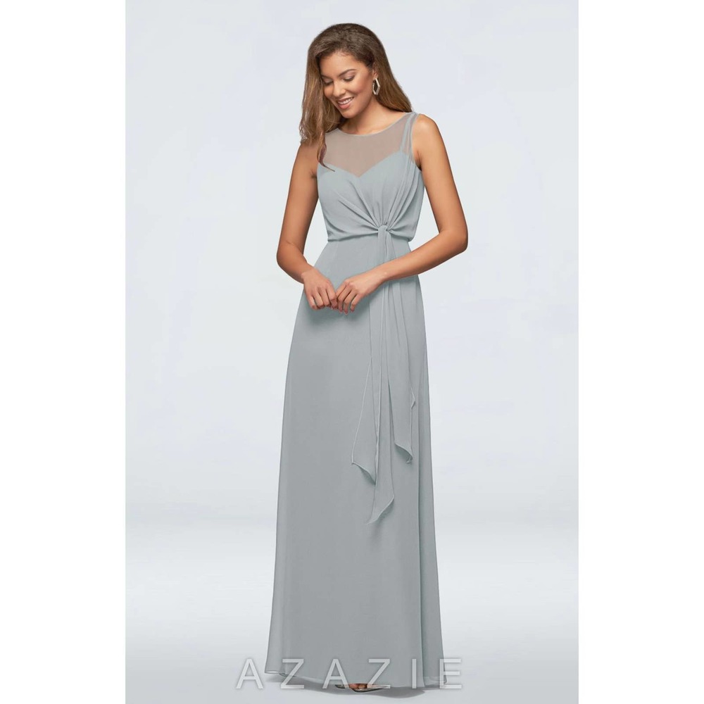 NWT Azazie Marchioness MBD Bridesmaid Maxi Dress Dolphin Gray 4